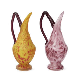 
	
		Schneider attributed, two cased glass jugs 
		20th Century, apparently unsigned
		Each...