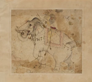 A preparatory drawing of an elephant,&nbsp;Kotah, Rajasthan, North India, late 17th/early 18th...