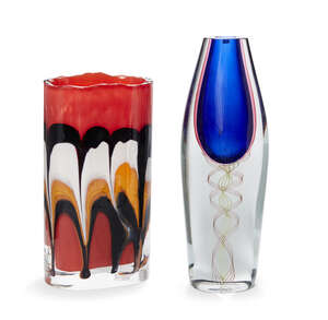 
	
		Luciano Gaspari attributed (1913-2007), a tall cased Pinnacoli vase, c. mid 20th century,...