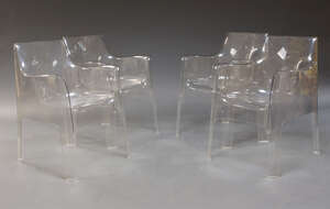 
	
		Tokujin Yoshioka, a set of four 'Kiss me Googbye' chairs for Driade, with injection...