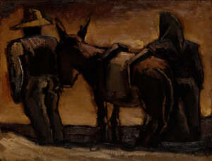 
	
		RETURN Polish/British 1911-2000 - 
		 
		Peasants, 1969; 
		 
		oil on canvas, signed,...