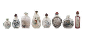 
	
		Eight various Chinese inside painted snuff bottles, Qing dynasty - Republic, various...