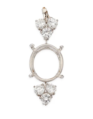 A diamond set component, composed of a vacant central oval collet, with a trefoil of...