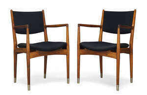 
	
		Attributed to Robin Day (1915-2010) a pair of Afromosia armchairs for Hille   
		c.1960,...