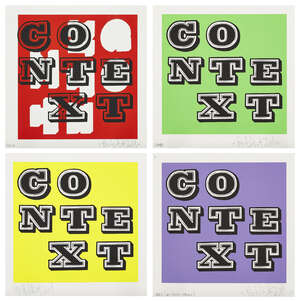 
	
		Ben Eine, 
		British b.1970-
		 
		Context (Red, Purple, Green, Yellow), 2019;
		 
		