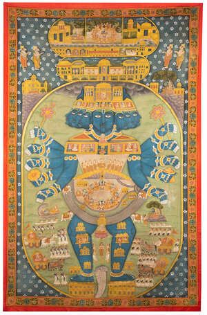 
	
		A pitchwai of Lord Brahma, India, 20th century, opaque pigments on cloth, depicted as the...