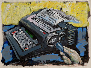 
	
		John Keane, 
		British b.1954 - 
		 
		Hurried Interview with Typewriter; 
		 
		