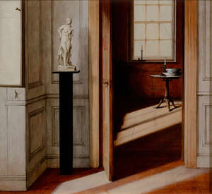 
	
		Ron Bone, 
		British 1950-2011- 
		 
		Private Apartment; 
		acrylic on panel, signed...