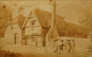
	
		Attributed to William Samuel Howitt, British c. 1765-1822- Cottages and cottage dwellers;...