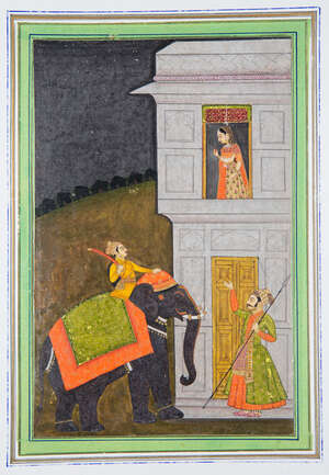 
	
		Two Provincial Mughal miniatures, India, late 18th century, opaque pigments heightened...