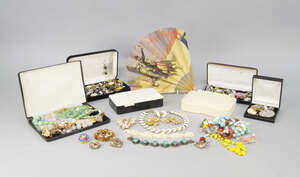 
	
		A collection of costume jewellery to include silver children's bangles and lockets, items...