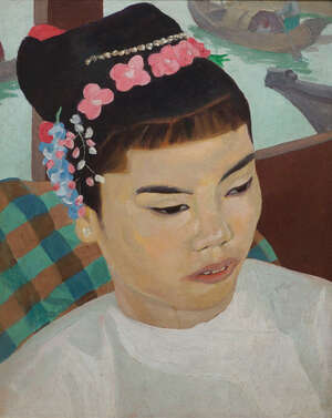 Dod Procter RA, 
		British 1892-1972- 
		 
		Burmese Girl, c.1920; 
		 
		oil on card, inscribed to the reverse, 38.8x30.6cm (ARR) 
		 
		Provenance: