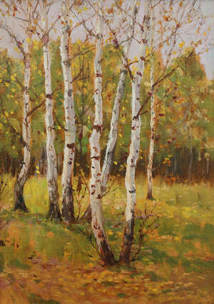 
	
		Attributed to Chemisov Olexander Dmytrovych, Ukrainian 1885-1969- Silver Birch Trees, 1931;...
