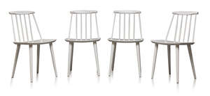Folke Pålsson, a set of four white painted model 'F77' side chairs, for FDB Møbler 
c.1960s,...