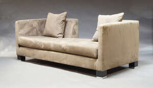 
	
		A contemporary two seater sofa, of recent manufacture, with two backrests, upholstered in...