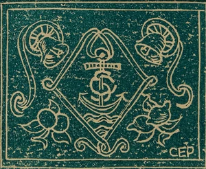 Cyril Edward Power,&nbsp;British 1872-1951,&nbsp;Heraldic Design with Bells and Anchor, 1925;&nbsp;linocut printed...