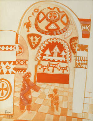 
	
		Mary Fedden RA OBE,
		British 1915-2012
		 
		Santa Barbara;
		 
		watercolour,...