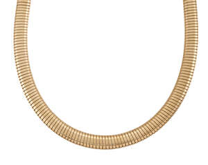 
	
		A 20th century 9ct. gold flexible collar,  of tubogas design, London hallmarks, 1949,...