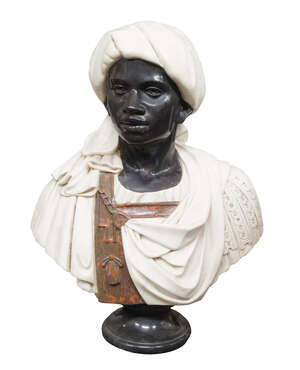 
	
		A marble bust of a Moorish man, mid/late 20th century, 75cm high

	

