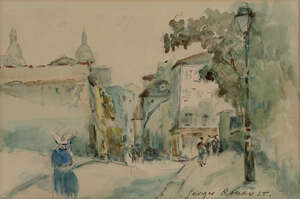 Georges Dominique Rouault,
French 1904-2002-
Street scene;
watercolour and pencil on paper,...