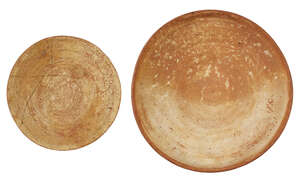 
	
		Two Byzantine bowls with incised decoration, 10th-13th century, the first of deep form...
