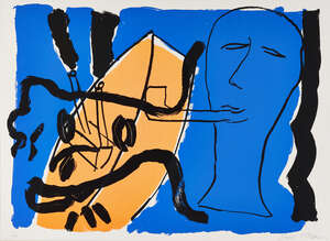 Bruce McLean, 
		Scottish b.1944- 
		 
		Small Warhead, 1984; 
		 
		screenprint in colours on wove, signed and numbered 2/50 in pencil, sheet 50 x 70cm