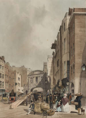 
	
		Thomas Shotter Boys, NWS, 
		 
		British 1803-1874- 
		 
		Temple Bar from the Strand;...
