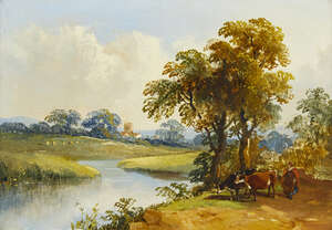 
	
		Joseph Horlor, 
		 
		British 1809-1887- 
		 
		On the Ribble; At Beddgellert;...