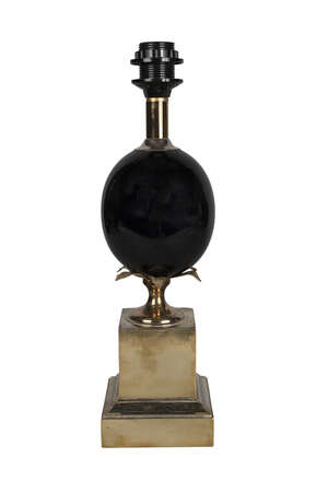 
	
		A black enamelled and gilt metal lamp, in the manner of Maison Charles
		c.1970-1980
		