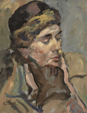 
	
		Lillian Fisk, 
		American 1884-1970- 
		 
		Portrait of a lady, quarter-length turned...