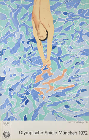 David Hockney OM CH RA, British b. 1937- Olympische Spiele München, 1972; offset lithographic poster...
