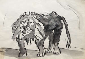 
	
		Josef Herman OBE RA, 
		Polish/British 1911-2000- 
		
		Untitled (Lion); 
		
		pen,...
