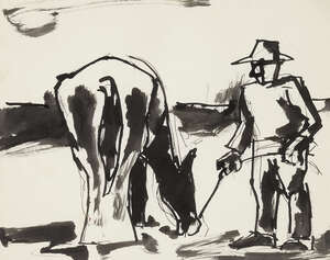 
	
		RETURN Josef Herman OBE RA, 
		Polish/British 1911-2000 - 
		 
		Mexican Farmer with a...