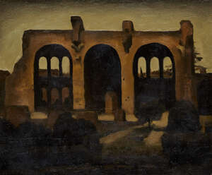 
	
		Renny Tait,
		Scottish b.1965-
		 
		Basilica of Maxentius, 1992;
		 
		oil on board,...