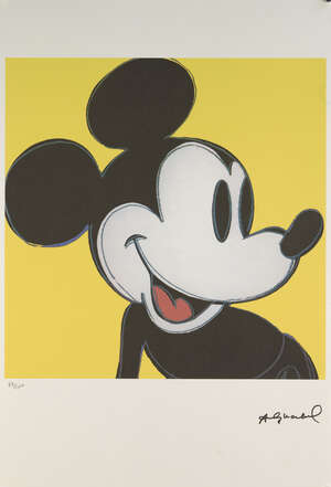 After Andy Warhol, American 1928-1987, Mickey Mouse (yellow); screenprint in colours on wove, 