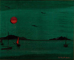 
	
		Fred Uhlman, 
		Greman/British 1901-1985 - 
		 
		Landscape at sunset; 
		 
		oil on...
