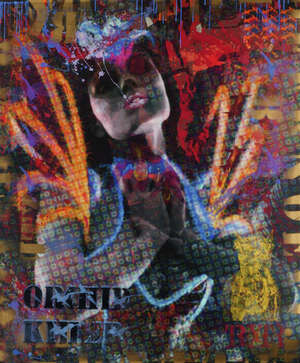 
	
		TRXTR, British b.1954- Orchid Killer, 2012; acrylic, digital print and spray paint on canvas,...