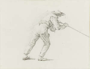 
	
		Pieter Barbiers the Elder, 
		Dutch 1717-1780- 
		 
		Study of a Man pushing out a...