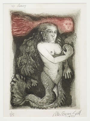 
	
		Peter Eugene Ball, 
		British b.1943- 
		 
		Untitled (mermaid), 1977; 
		 
		etching...