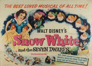 
	
		Snow White and the Seven Dwarfs, early 1951 A Walt Disney British Quad film poster,...