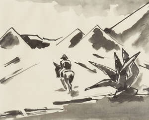
	
		Josef Herman OBE RA, 
		British/Polish 1911-2000- 
		 
		Rider on horseback in the...