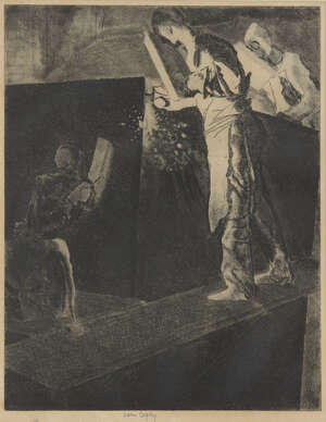 
	
		John Copley,
		British 1875-1950;
		 
		Pontoon Welding, 1946;
		 
		etching on wove, signed...