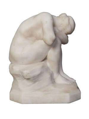 
	
		Aime-Jules Dalou, French, 1838-1902,  La Vérité Méconnue (Truth Unacknowledged), white...