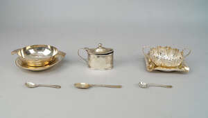
	
		A silver Armada dish, London c.1962, Wilson & Gill, 12cm diameter, together with a silver...