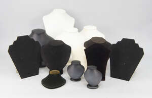 
	
		 A collection of various jewellery display necks and pads (a lot)

	

