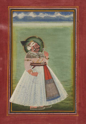 
	
		Portrait of a nobleman holding a flower, Mewar, Rajasthan, 19th century, opaque pigments...