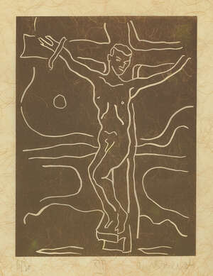 
	
		Adrian Wiszniewski,
		Scottish b.1958-
		 
		Madonna and Child Study & Crucifixion...