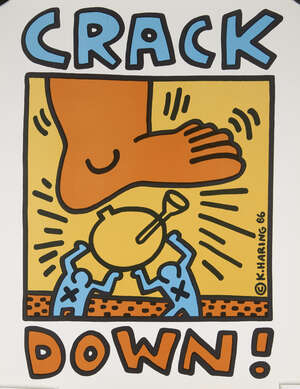 
	
		Keith Haring, 
		American 1958-1990- 
		 
		Crack Down, 1986; 
		 
		lithograph in...