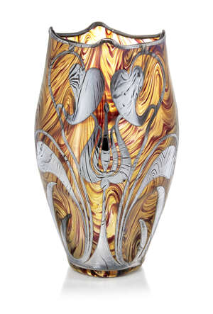 
	
		Attributed to Wilhelm Kralik & Sohn, an Art Nouveau iridescent glass vase with silver...