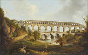 
	
		William Marlow, 
		 
		British 1740-1813- 
		 
		The Pont du Gard, Nîmes; 
		 
		